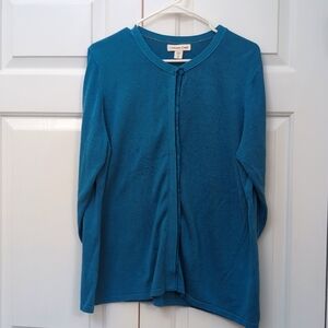 Coldwater Creek Teal 3/4 Sleeve Cardigan